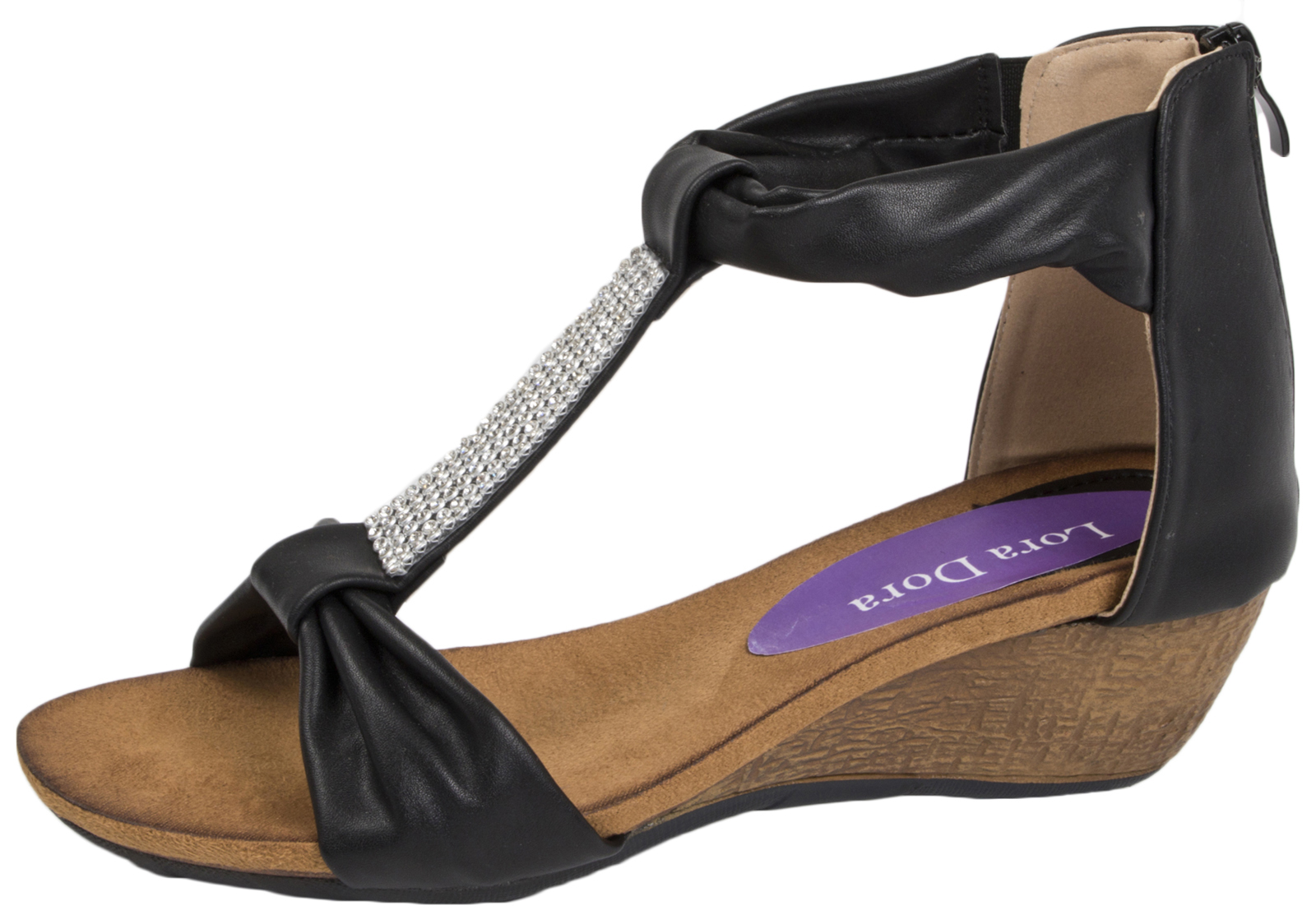 Womens T Bar Summer Sandals Low Wedges Heels Ladies Wedge Comfortable Shoes Size eBay